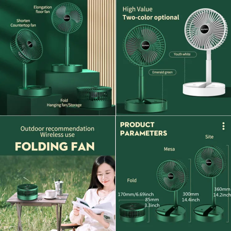 Portable Mini Foldable Telescopic Desktop Electric Fan 3 Speed Mute Small