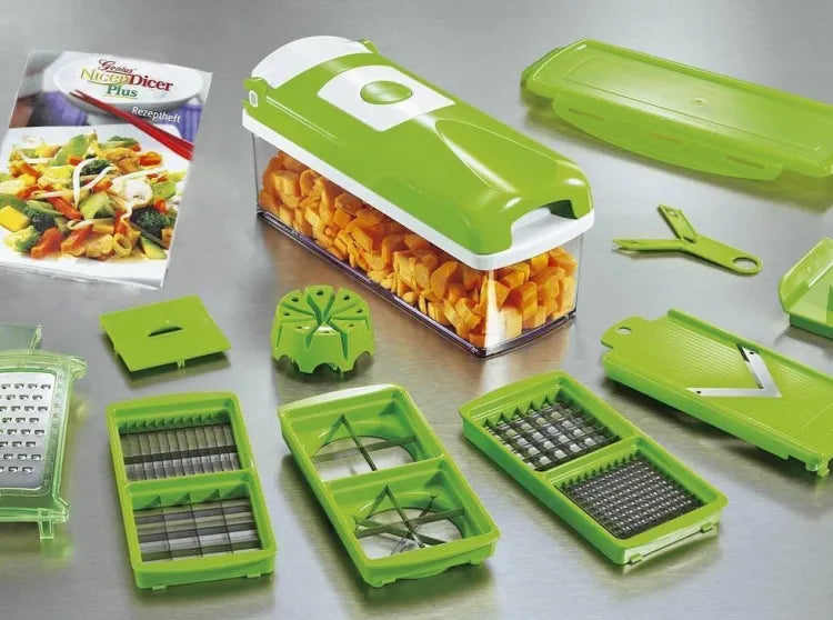 Nicer Dicer Plus 14-in-1 Vegetable Cutter, Fruit Slicer, Vegetable Peeler, All-in-One Vegetable & Fruit Slicer, Peeler & Grater