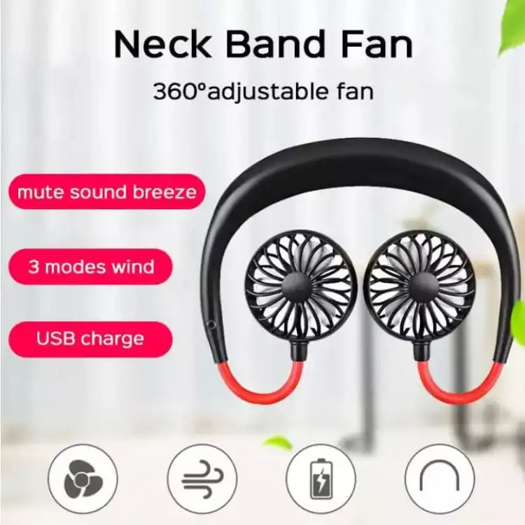 Kitchen Folding Fan and Neck band Fan 360 Degree USB Fan Rechargeable For Outdoor Office Sport Hand Free Mini Neck Double Fans 3 Speed