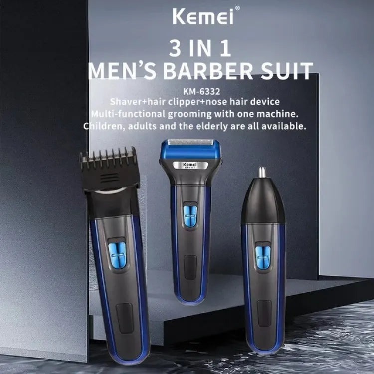 Kemei Multifunctional 3 In 1 Electric Foil Shaver Rechargeable Cordless Hair Clipper Beard Nose Hair Trimmer Razor Grooming Kit