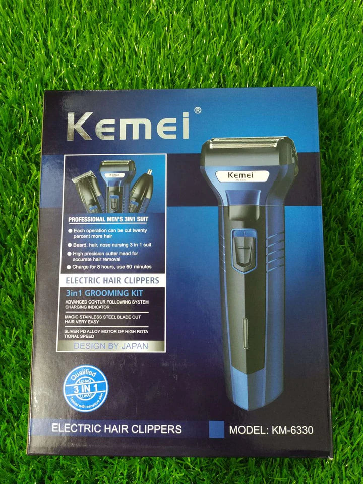 Kemei Multifunctional 3 In 1 Electric Foil Shaver Rechargeable Cordless Hair Clipper Beard Nose Hair Trimmer Razor Grooming Kit