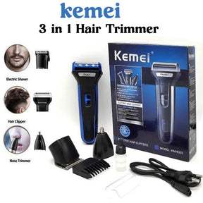 Kemei Multifunctional 3 In 1 Electric Foil Shaver Rechargeable Cordless Hair Clipper Beard Nose Hair Trimmer Razor Grooming Kit