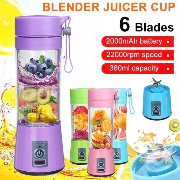 USB Rechargeable Juicer Blender 4 Blades Electric Blender Mini Portable Personal Size Juicer Cup USB Rechargeable Mixer 380ml