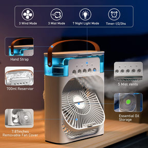 Portable Air Conditioner Fan Mini Cooling Ac Fan in Updated 900ML Personal Air Cooling