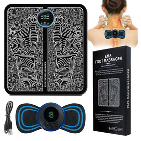 (Electric EMS Foot massager & Mini Massager 2 in 1 Bundle) For Men & Women Mat/Pad/Patch - Muscle Pain Relief Massage