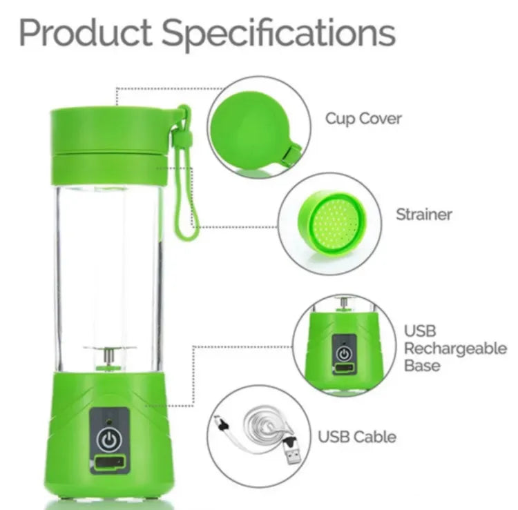 USB Rechargeable Juicer Blender 4 Blades Electric Blender Mini Portable Personal Size Juicer Cup USB Rechargeable Mixer 380ml