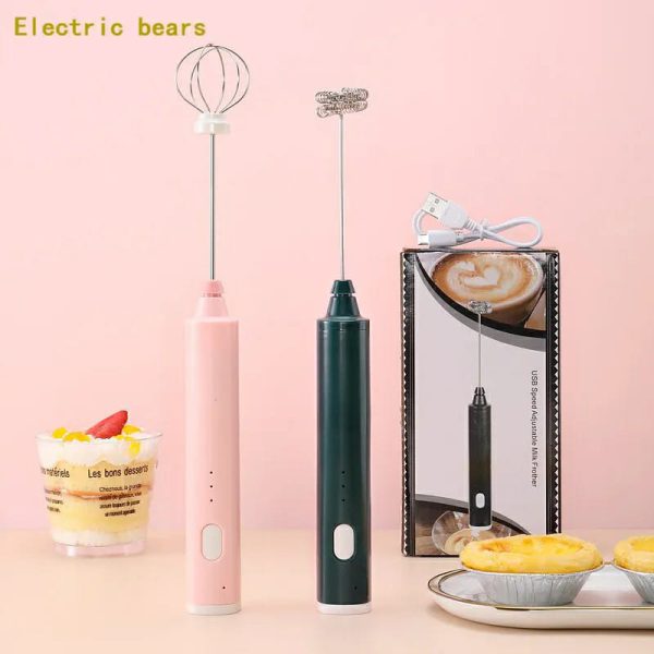 Coffee Beater and Egg Whisker-Milk Frother & Foamer, USB Rechargeable, 3-Speed Adjustable