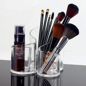 Acrylic Multi-purpose Brush Cosmetic Organizer 3 Compartment