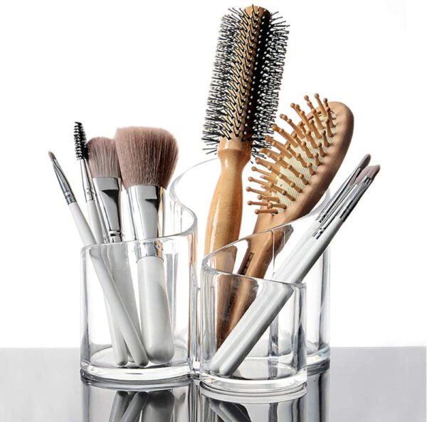 Acrylic Multi-purpose Brush Cosmetic Organizer 3 Compartment