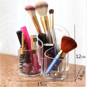 Acrylic Multi-purpose Brush Cosmetic Organizer 3 Compartment