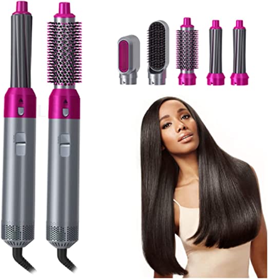 Hair Dryer Brush 5 In 1 Electric Blow Dryer Hair Comb Curling Wand Detachable Brush Kit Negative Ion Straightener Hair Curlerf