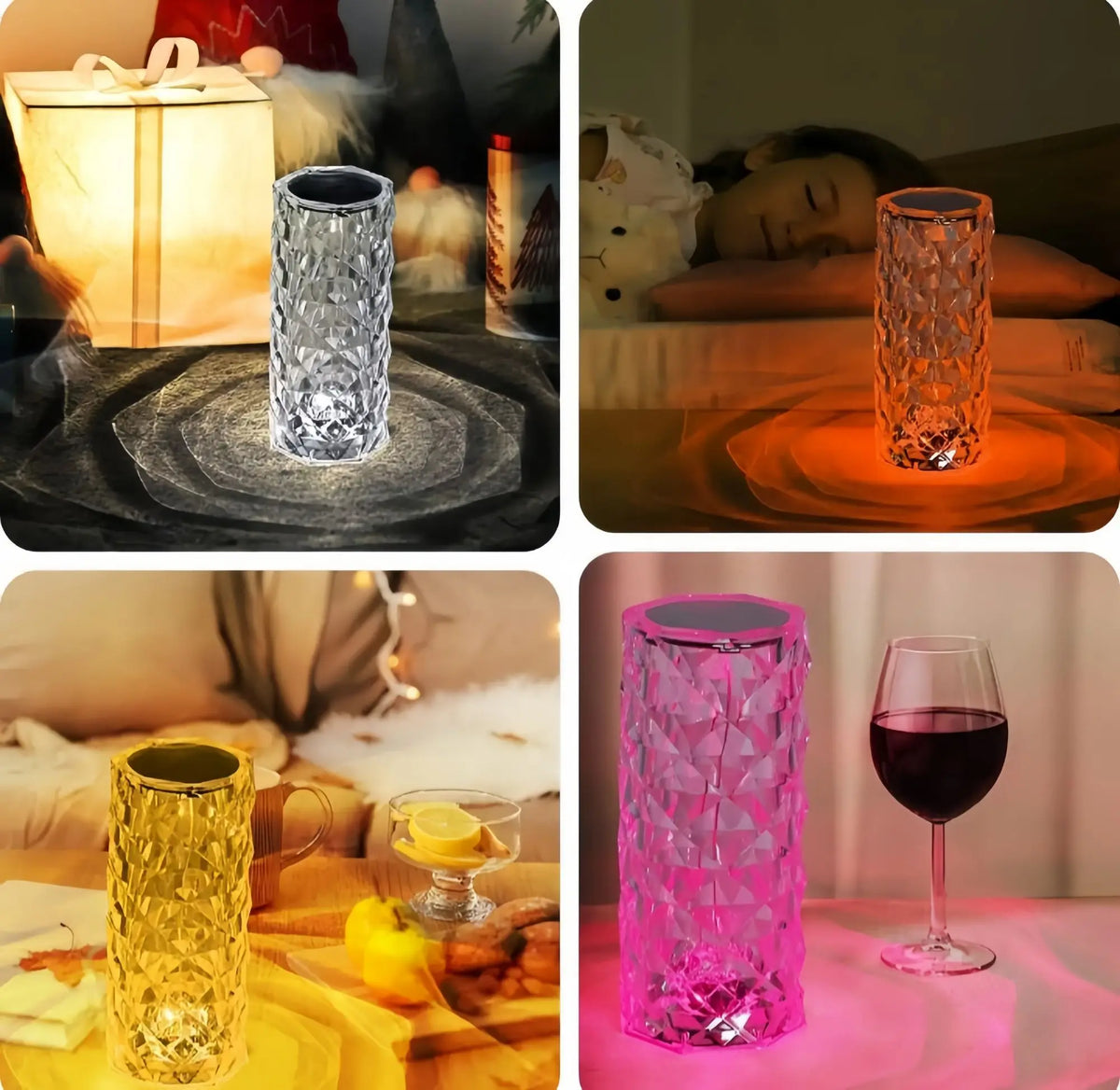 Crystal Lamp, Rose Diamond Table Lamp, 16 Colors RGB With Touch And Remote Control, USB Rechargeable Decorative lamp,