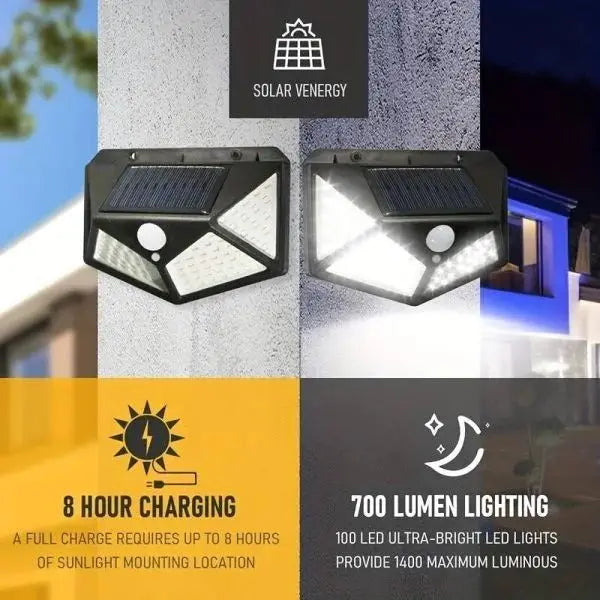 100 Led Solar Outdoor Lights, IP65 Waterproof Motion Sensor Outdoor Lights