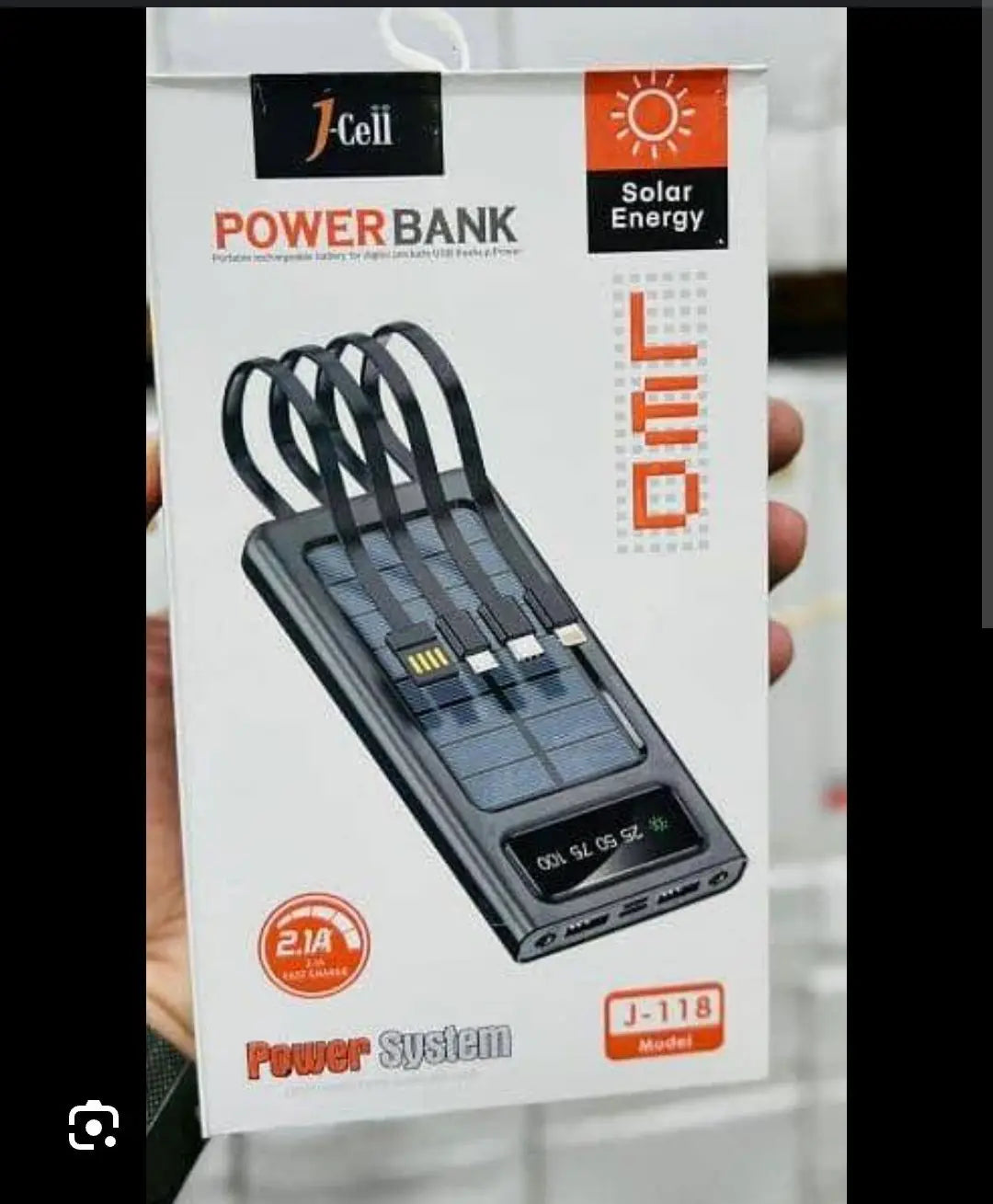 Solar Power Bank - 10000mAh, Built in 4 Cables Portable Charging Power bank, Solar Chargeable Power Bank - Power Bank Type C, A, iPhone - Power Bank 10000 MAH