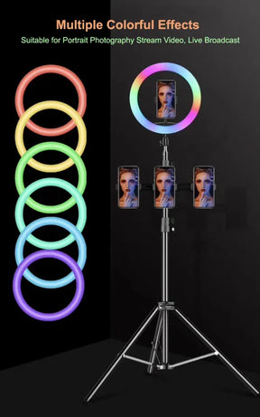 RGB Ring light 26 CM - MJ26 RGB Ring light With Mobile Holder - High Quality