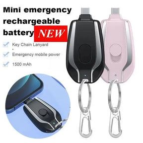 Portable Emergency Key Chain Power Bank Mini 1500mah Fast Finger Key Power Keychain Power Pink Gift for Wife,Mother,Girlfriend,Sister,Women Best C-pin