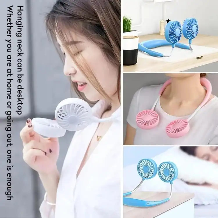 Kitchen Folding Fan and Neck band Fan 360 Degree USB Fan Rechargeable For Outdoor Office Sport Hand Free Mini Neck Double Fans 3 Speed