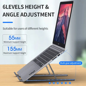 【PURE】 Metal Laptop Stand Aluminium ~ Portable Aluminum Alloy Base, Foldable Laptop Metal StandCompatible with All Laptops, Macbook, Tablet, Notebook ~ Silver by FunBug