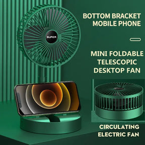 Portable Mini Foldable Telescopic Desktop Electric Fan 3 Speed Mute Small