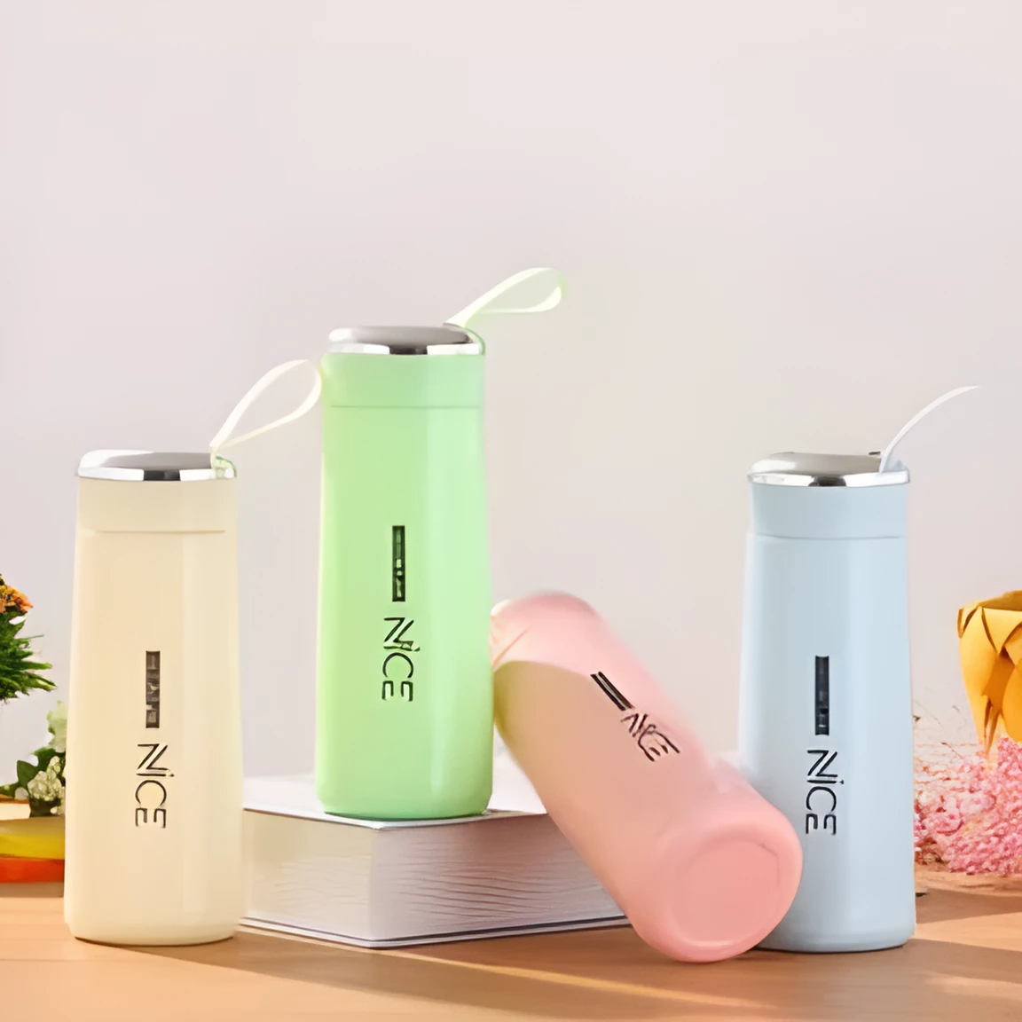 Nice Glass Bottle Water Mini Flask Bottle With Vaccum Flask And For Hot & Cold Water, Juice,smoothie, Detox Water 400ml (random Colors)