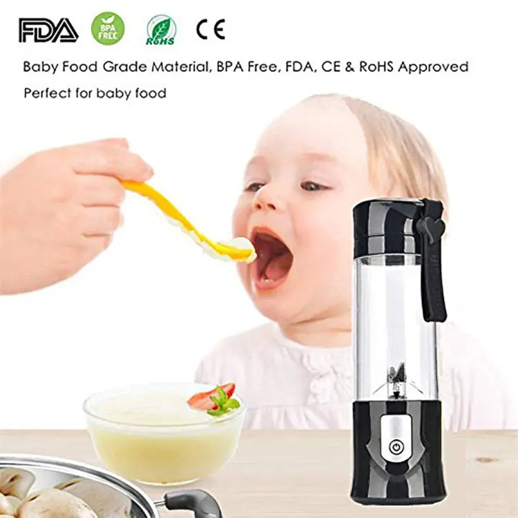 USB Rechargeable Juicer Blender 4 Blades Electric Blender Mini Portable Personal Size Juicer Cup USB Rechargeable Mixer 380ml